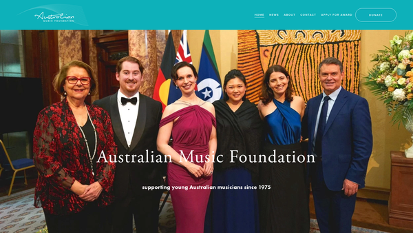 Screenshot of the The Australian Musical Foundation In London website