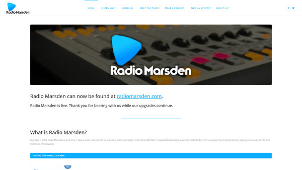 Screenshot of the Radio Marsden website