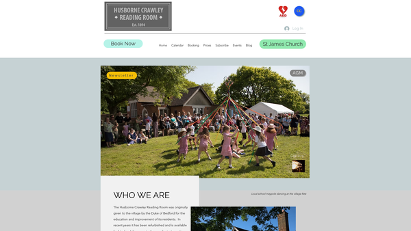 Screenshot of the Husborne Crawley Reading Room website