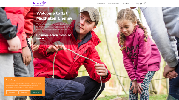 Screenshot of the 1st Middleton Cheney Scout Group website