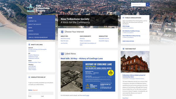 Screenshot of the New Folkestone Society website
