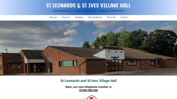 Screenshot of the St Leonards And St Ives Village Hall website
