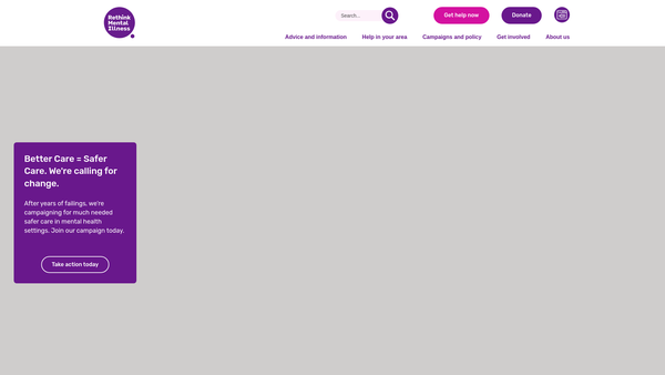 Screenshot of the Rethink Mental Illness website