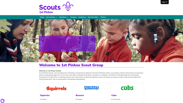 Screenshot of the 1st Pinhoe Scout Group website