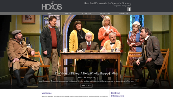 Screenshot of the Hertford Dramatic And Operatic Society website