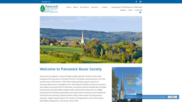 Screenshot of the Painswick Music Society website