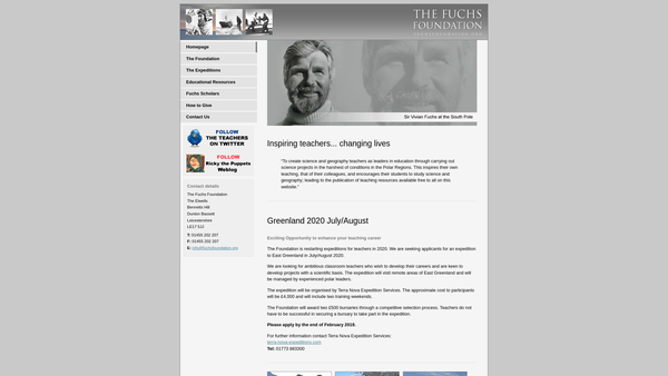 Screenshot of the Fuchs Foundation website