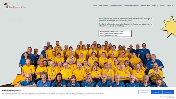 Screenshot of the The Penrose Club For Adults With Special Needs website
