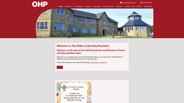 Screenshot of the The Chapter of the Order of the Holy Paraclete Limited website