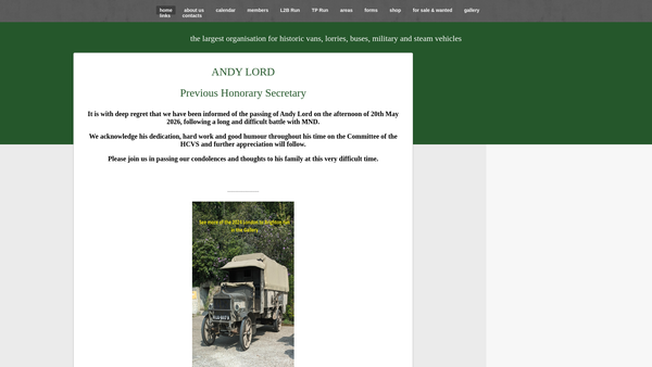 Screenshot of the The Historic Commercial Vehicle Society website