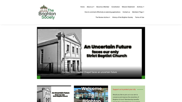 Screenshot of the The Brighton Society website