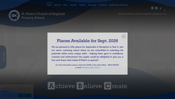 Screenshot of the St Peter's Ardingly Parent Teachers Association website