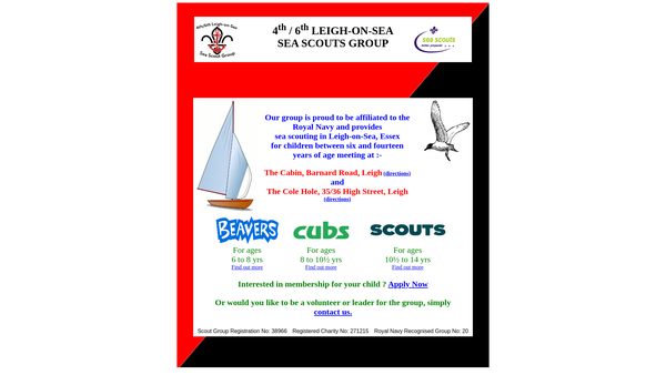 Screenshot of the 4th/6th Leigh-On-Sea (St Clement's And St Margaret's) Scout Group website