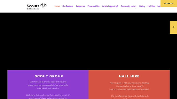 Screenshot of the 2nd Crowthorne Scout Group website