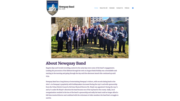 Screenshot of the Newquay Band website