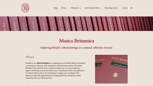Screenshot of the The Musica Britannica Trust website