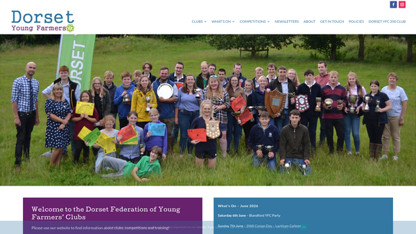 Screenshot of the Blandford Young Farmers' Club website