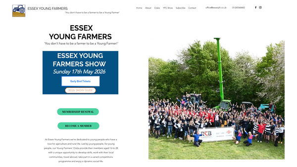 Screenshot of the Colchester And District Young Farmers' Club website