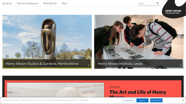 Screenshot of the The Henry Moore Foundation website