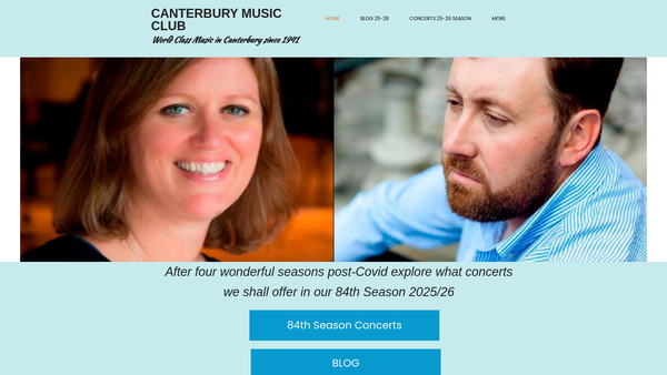 Screenshot of the Canterbury Music Club website