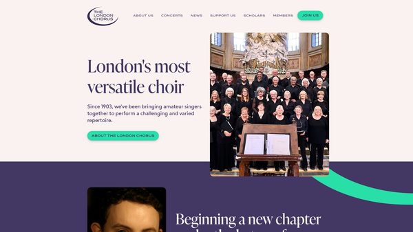 Screenshot of the The London Chorus (London Choral Society) website