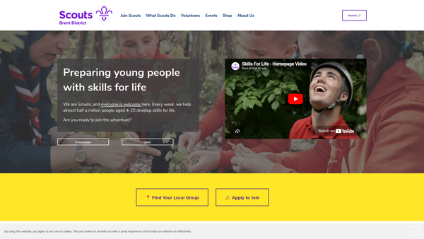 Screenshot of the Brent District Scout Council website