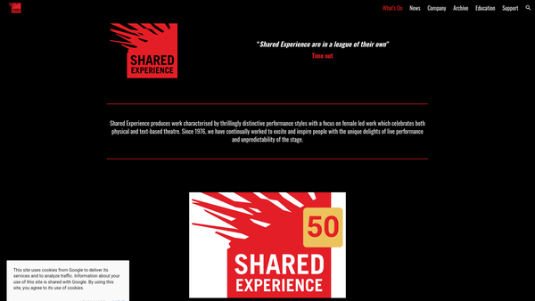 Screenshot of the Shared Experience Limited website