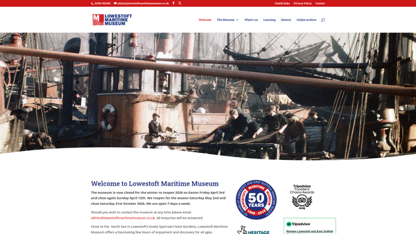 Screenshot of the Lowestoft And East Suffolk Maritime Society website