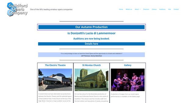 Screenshot of the Guildford Opera Company website