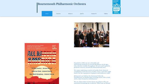 Screenshot of the Bournemouth Amateur Philharmonic Society website