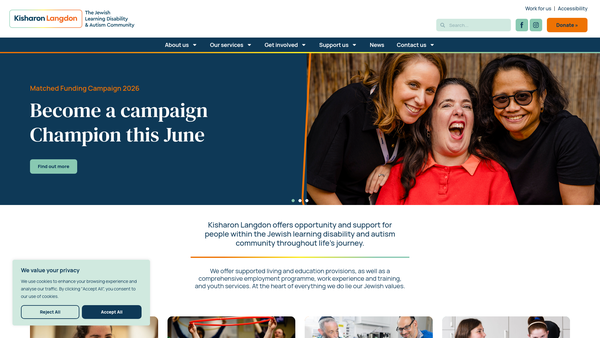 Screenshot of the KisharonLangdon website