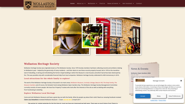 Screenshot of the The Wollaston Heritage Society website