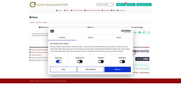 Screenshot of the Darrick Wood School Parents And Staff Association website