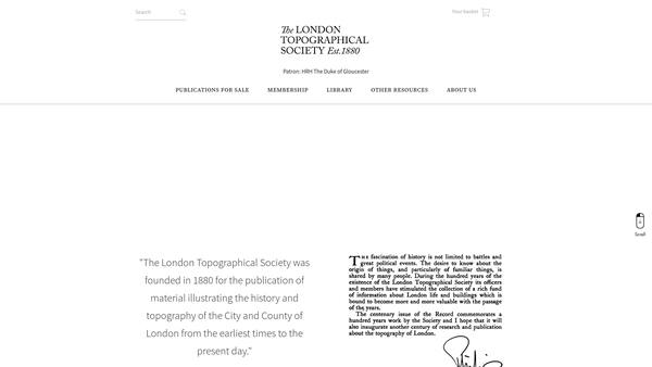 Screenshot of the London Topographical Society website