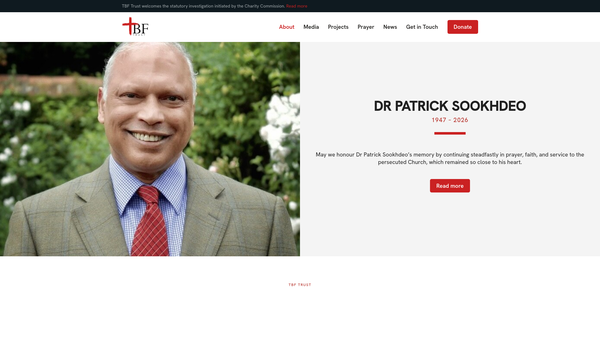 Screenshot of the Tbf Trust website