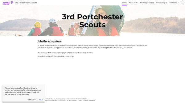 Screenshot of the 3rd Portchester Scout Group website