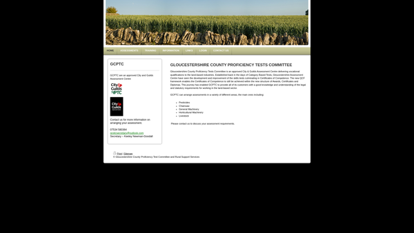 Screenshot of the Gloucestershire County Proficiency Tests Committee For Agriculture And Horticulture website