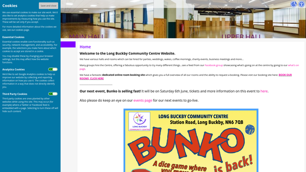 Screenshot of the Long Buckby Community Centre website