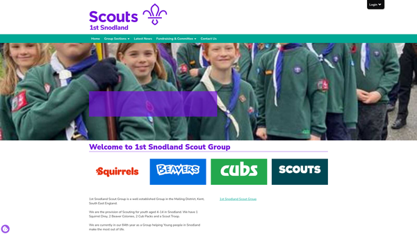 Screenshot of the 1st Snodland Scout Group website