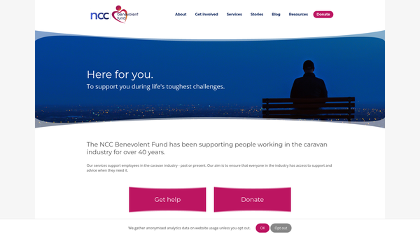 Screenshot of the National Caravan Council Benevolent Fund website