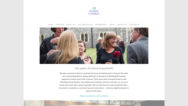 Screenshot of the Sussex Chorus website