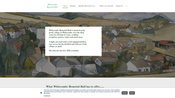Screenshot of the Withycombe Memorial Hall website