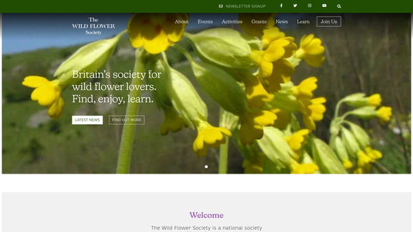 Screenshot of the The Wild Flower Society website