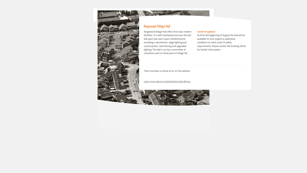 Screenshot of the Kingswood Village Hall website