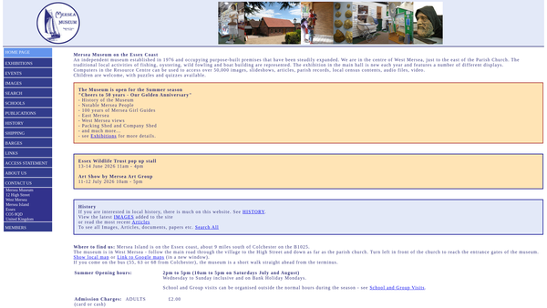 Screenshot of the Mersea Island Museum Trust website