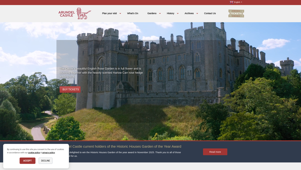 Screenshot of the Arundel Castle Trustees Limited website