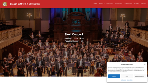 Screenshot of the Henley Symphony Orchestra website