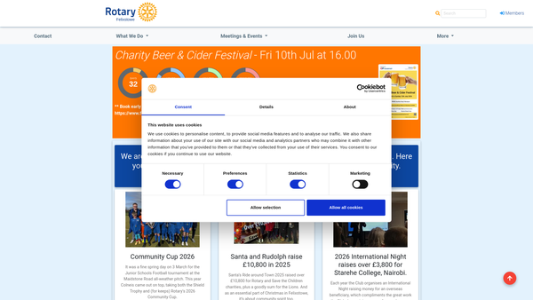 Screenshot of the Rotary Club Of Felixstowe Charitable Trust website