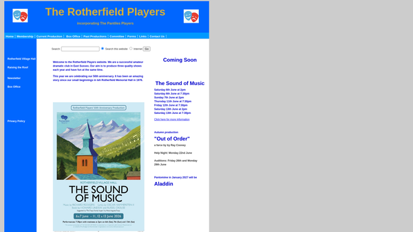 Screenshot of the The Society Of The Rotherfield Players website