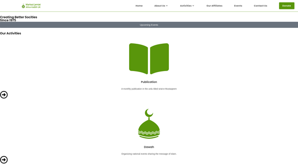 Screenshot of the The Markazi Jamiat Ahl-E-Hadith Great Britain website